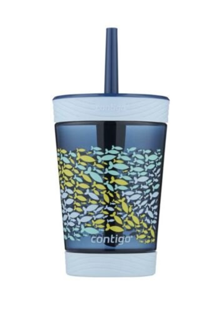 Contigo Kids 14oz Spill-Proof Fish Tumbler Summer Straw Cup Girl Boy Toddler NEW